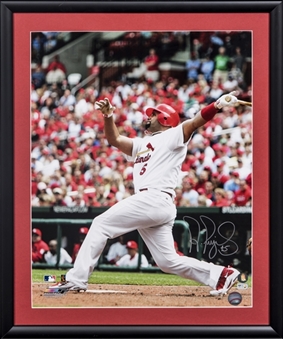Albert Pujols Signed 16x20 Swinging Photo In 20x24 Framed Display (MLB Authenticated)